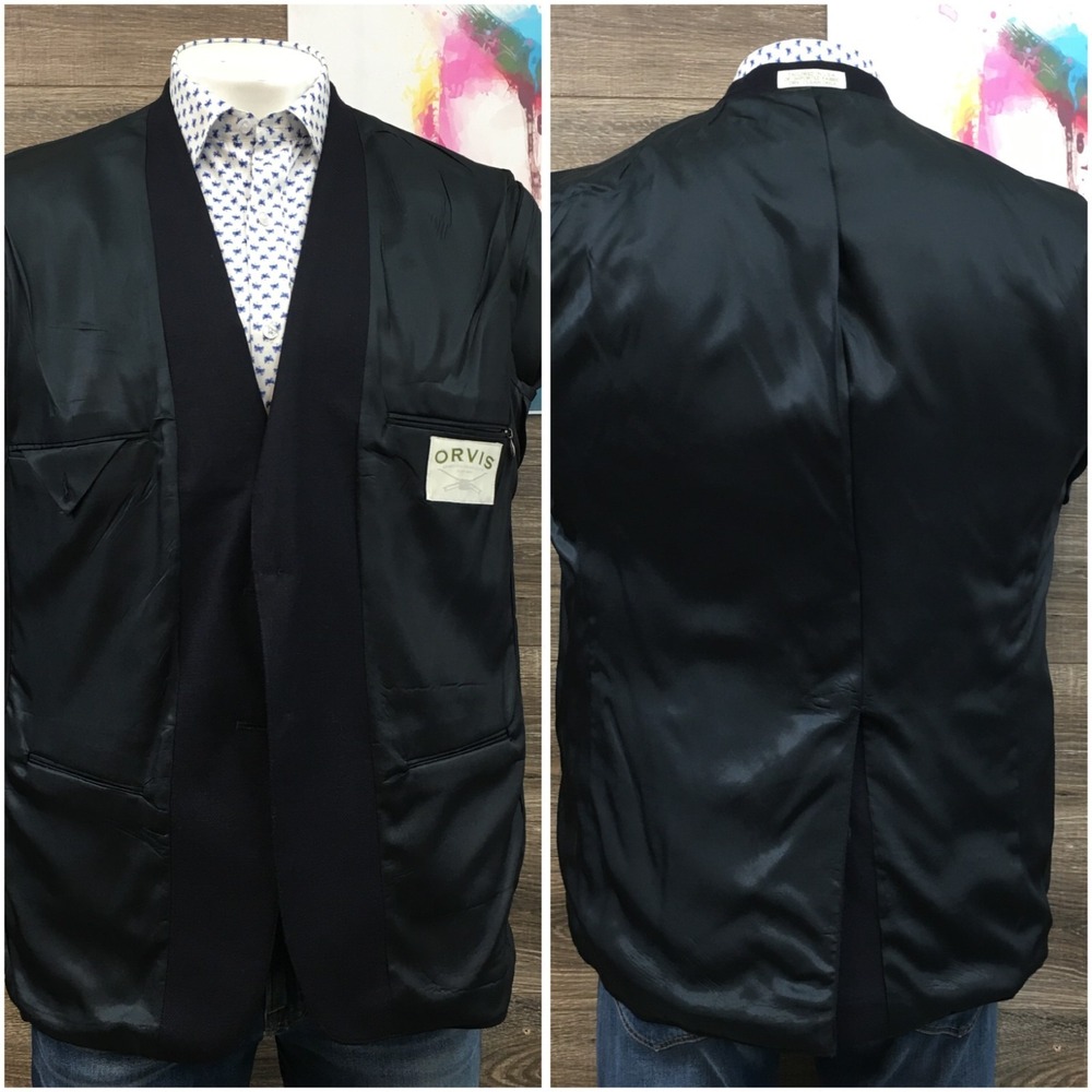 ORVIS Mens Navy Blazer Sport Coat Casual Jacket Size 42R Classic Wool Suit USA - Picture 13 of 13